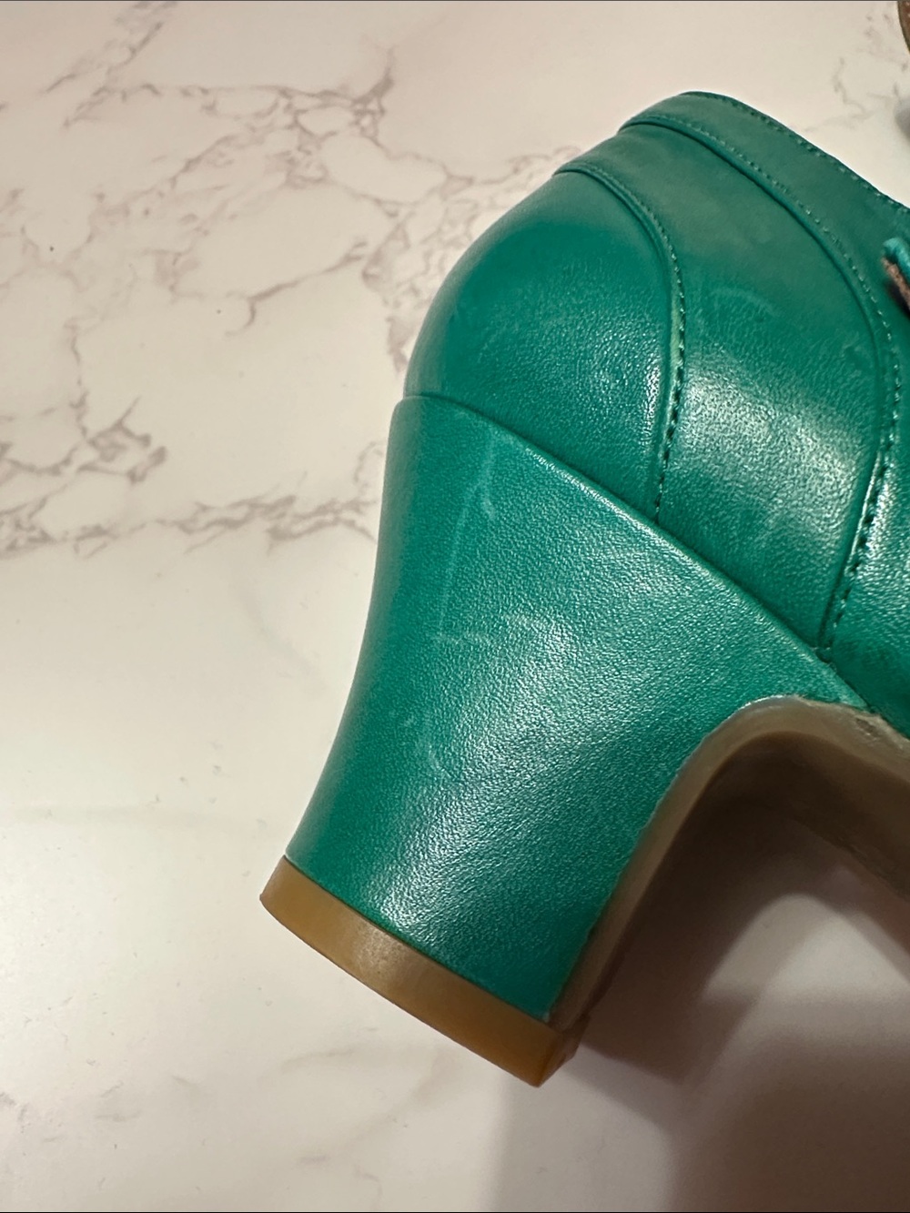 Miz Mooz Teal Green Frenchy Heels with Ankle Strap - Picture 4 of 9